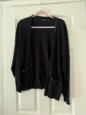 Daisy Fuentes | Black Beaded Open Cardigan Sweater | Size 2X